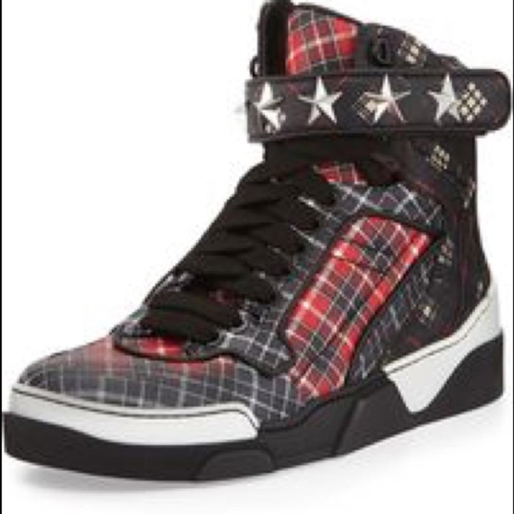 Givenchy authentic plaid star studded high top